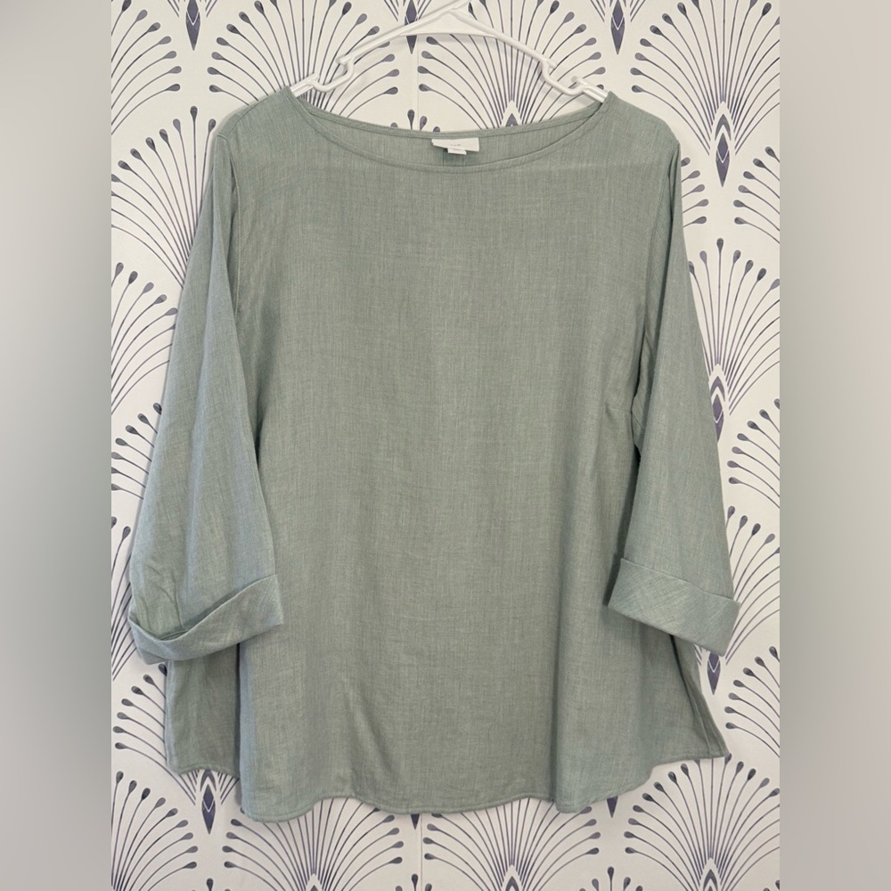 J. Jill Sage Green Blouse 100% Soft brushed cotton size XLP NWT - Picture 2 of 4